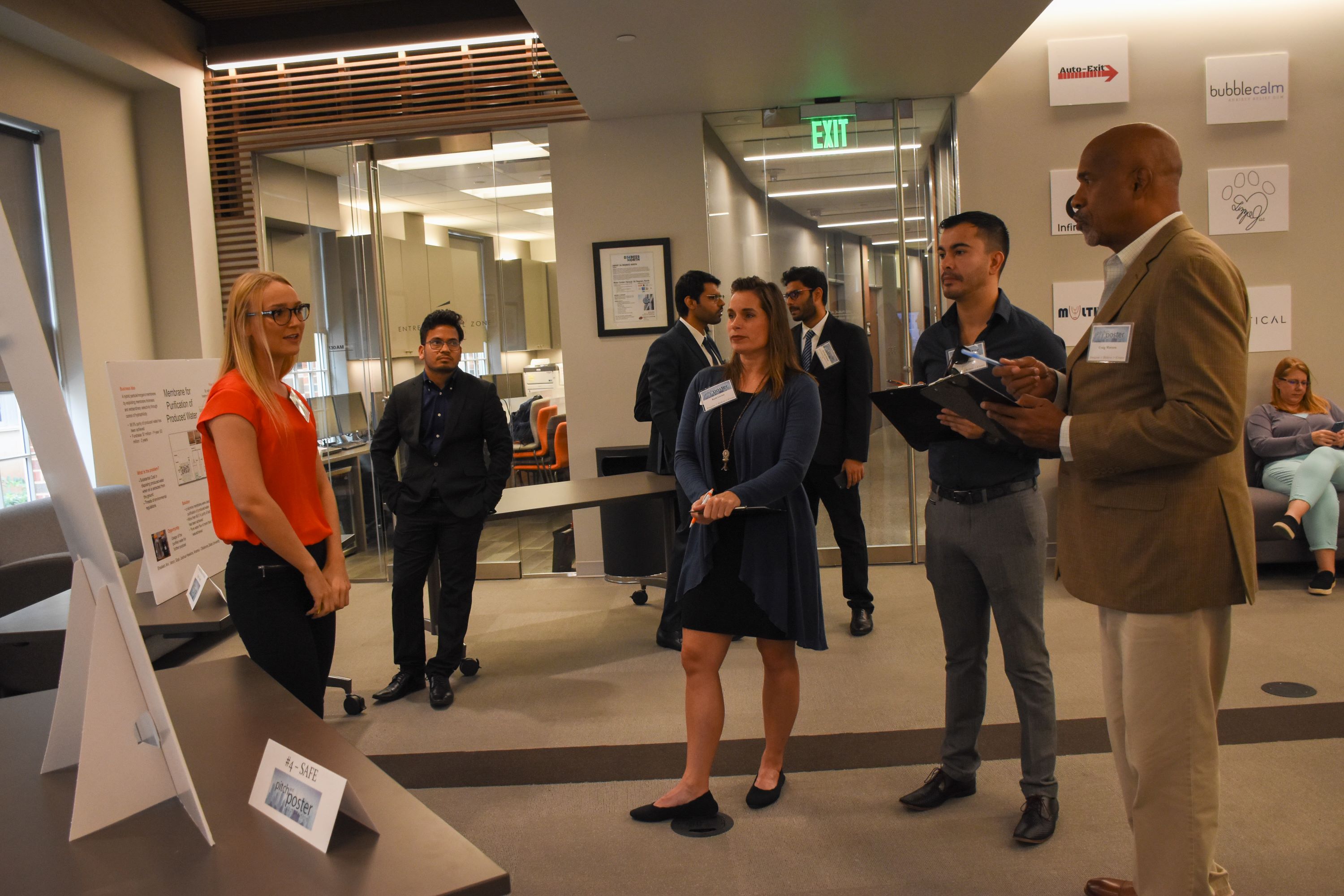 Student pitching business idea to judges