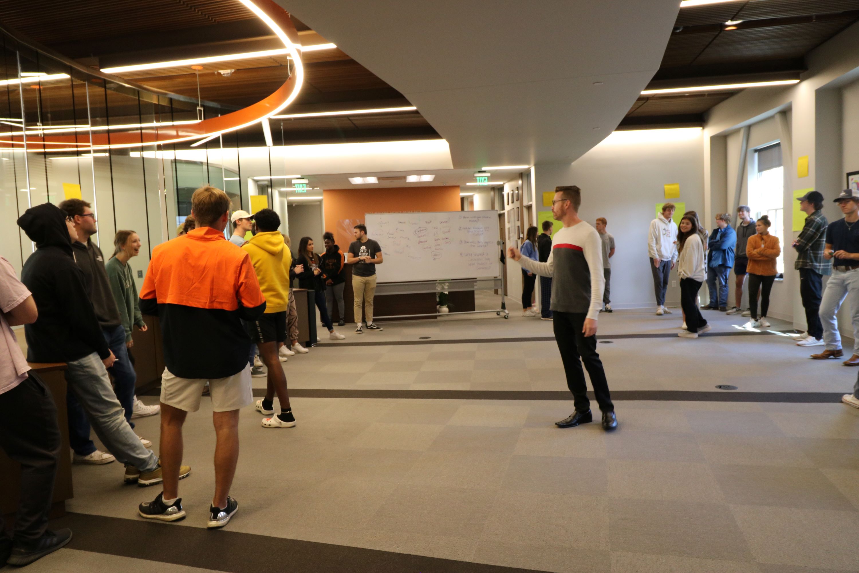 Chad Mills giving instructions to students