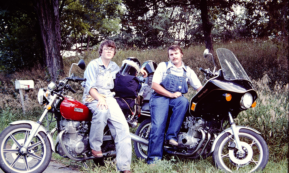 Dr. Eastman riding his motorcycle