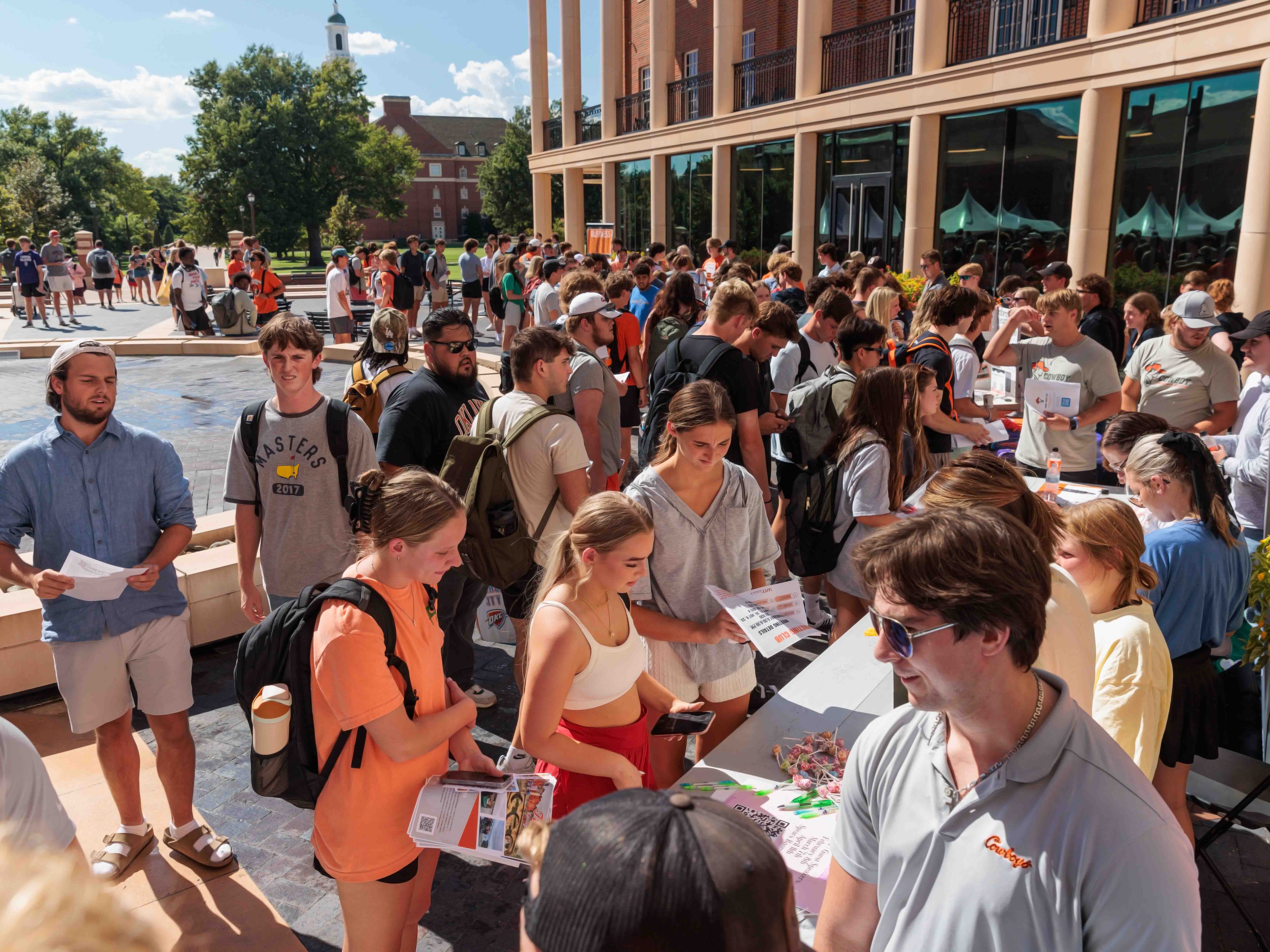 Students outside at the Business Club fair event