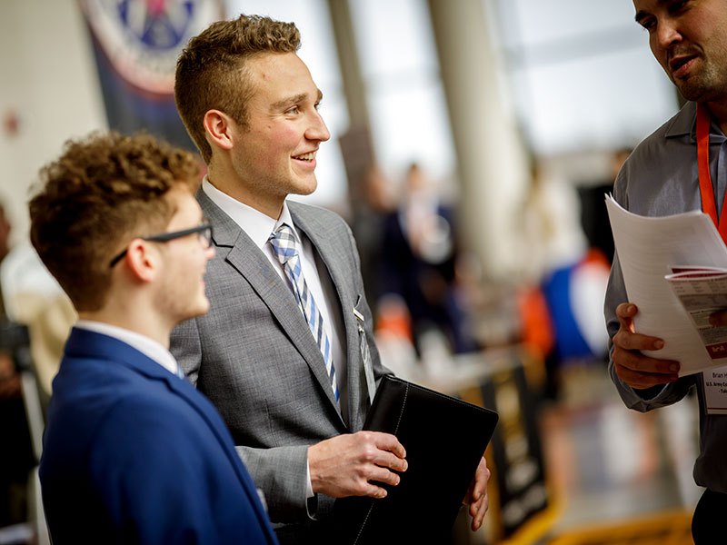 Students at a career fair