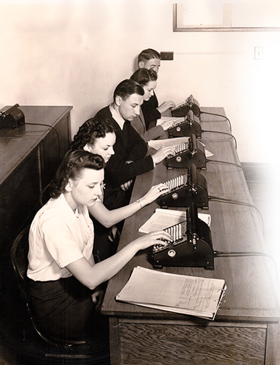 Students typing